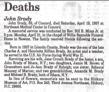 Obituary of John Brady