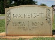 Sarah Katherine Sullivan 1886-1955,  husband Beverly Randolph McCreight 1886-1973