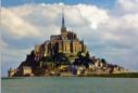 Mont Saint Michel, a tidal island surrounded by water at high tide